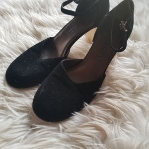 Sam and Libby black velvet heels